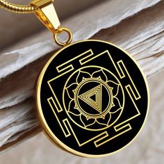 "Do you love the Kali Yantra symbol? Purchase This Best-Seller and We Guarantee It Will Exceed Your Highest Expectations! ➜ Our patent-pending jewelry is made of high quality surgical steel with an 18k gold finish option. ➜ Our jewelry is personalized in the U.S.A by awesome working moms just like yours! We hire and train working mothers and pay a living wage. We are proud to support strong communities and keep jobs in America!   This Jewelry Item Is the Perfect Keepsake! Whether for Yourself or Symbolic Black Jewelry For Gifts, Symbolic Black Jewelry For Gift, Personalized Black Spiritual Jewelry, Gold Spiritual Jewelry Laser Engraved, Spiritual Gold Jewelry Laser Engraved, Spiritual Stainless Steel Jewelry Round Shape, Symbolic Stainless Steel Jewelry With Polished Finish, Spiritual Gold Laser Engraved Jewelry, Spiritual Stainless Steel Jewelry