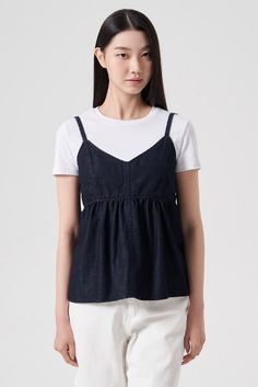 KOODING carries the latest 8seconds blouses. KOODING is the global leading shopping website in providing authentic Korean fashion, beauty and lifestyle items, including clothing, cosmetics, shoes, accessories, and bags in affordable, fast, easy, and safe way. Summer Denim Top For Everyday, Versatile Cotton Cami Top, Casual Cotton Cami Blouse, Sleeveless Denim Tops With Relaxed Fit, Indigo Sleeveless Denim Top, Fashion Blouses, Navy Blouse, Shopping Website, Beauty And Lifestyle