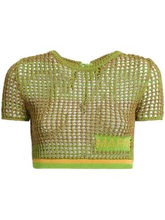 a cropped top with green and yellow details