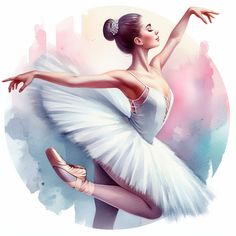 a painting of a ballerina in white dress