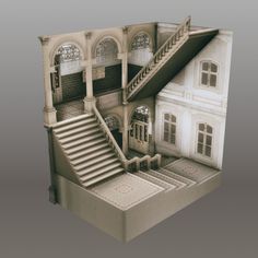 an architectural model of a house with stairs