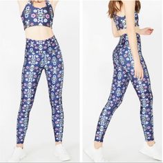 Terez Gardenista High Waist Navy Blue Floral Leggings. New With Tags, Still In Original Packaging. Size Xs And Small. High Rise. Sweat Wicking With Medium Coverage. Bundle 2 Or More, Save 20% Fitted Blue Printed Pants, Fitted Blue Pants With Floral Print, Scene Pants, Sparkle Leggings, Glitter Leggings, Galaxy Leggings, Skull Leggings, Activewear Print, Star Leggings