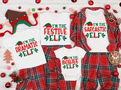 Looking for the perfect way to show your Elf family pride this Christmas? Look no further than our personalized elf shirt! This shirt features a colorful design of elves, snowflakes, and trees on a white background. It's made from 100% cotton and is sure to keep you warm all winter long. Plus, it makes a great gift for any family member who loves Christmas! Order yours today! * High quality and super soft, comfortable shirt. Made with the DTF (direct to film) and pressed with a professional grad Elf T Shirt, Elf Shirt, Matching Christmas Shirts, Family Shirts Matching, Family Christmas Pajamas, Group Shirts, Family Christmas Shirts, Christmas Family, Christmas Tees