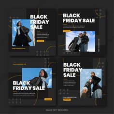 four black friday sale banners with photos