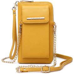 100% Vegan Leather (Pu) With Pebbled Textures. No Chemical Smells And No Animals Are Harmed. Accented With Polished Gold Tone Hardware And Hinges. Lightweight Design. Can Easily Switch Between A Crossbody Shoulder Bag To A Wristlet Clutch Wallet Case. Dimension: 8"W X 4.5"H X 1"D. Chain Strap: End-To-End 48 Inches (Adjustable And Removable). Come With A Bonus Wristlet. Most Of The Nowadays Trendy Tech Phones (Iphone 8 Plus) Etc. On-the-go Clutch Phone Bag, Yellow Crossbody Phone Bag With Cell Phone Pocket, On-the-go Phone Pouch Bag, Mobile Phone Bag Pouch For On-the-go, Handheld Phone Bag With Removable Pouch, Gold Shoulder Bag With Zipper Pocket, Top Handle Handbags, Credit Card Wallet, Wristlet Clutch