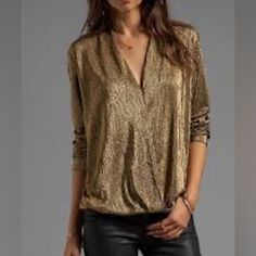 I Never Wore This. I Still Love It, But Chances Are I Won’t Wear It. New With Tags Even Though It’s A Few Years Old. Excellent Condition. Gold Blouse Outfit, Gold Tops Outfit, Metallic Blouses, Gold Blouse, Revolve Clothing, Black Skinnies, Price Match, Metallic Gold, Autumn Winter Fashion