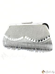 BirdinBag - Bolsa de fantasía decorada con brillantes: ideal para bodas, bailes de graduación y fiestas Rectangular Clutch With Rhinestones For Banquet, Embellished Rectangular Clutch For Banquets, Silver Clutch Evening Bag For Banquet, Embellished Rectangular Clutch For Banquet, Embellished Clutch For Banquet, Glamorous Handheld Bag For Banquet, Formal Silver Shoulder Bag With Bling, Elegant Shoulder Bag For Banquet, Formal Silver Embellished Shoulder Bag