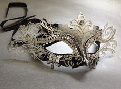 Black Silver Masquerade ball Laser cut Harlequin Eye Mask Masquerade Ball Costume, Black Masquerade Mask, Mask Ball, Masquerade Prom, Masquerade Ball Mask