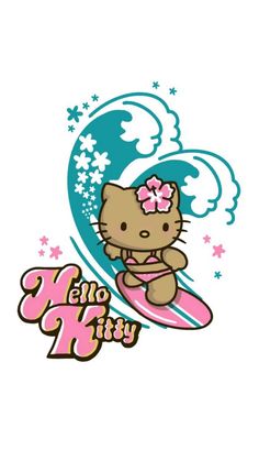 the hello kitty surfing logo is shown