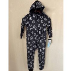 This Is Made By Cat & Jack. It Is Made With 100% Soft Polyester And Machine Washable. Very Comfy. Black Graphic Print Sleepwear For Loungewear, Casual Cotton Onesie For Sleepover, Playful Hooded Sleepwear For Sleepovers, Cotton Onesie For Winter Sleepover, Cotton Onesie For Sleepover In Winter, Black Graphic Print Sleepwear For Bedtime, Black Graphic Print Sleepwear, Playful Hooded Onesie For Sleepovers, Casual Hooded Sleepwear For Sleepovers