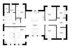 the floor plan for an apartment with three bedroom and two bathroom areas, including one living room