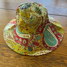 Womanswork Wide Brim Sun Hat In Paisley Pattern. Hand Wash And Line Dry. One Size Fits All. Never Worn. Been In The Same Non-Smoking Household. Hippie Chick, Wide Brim Sun Hat, Designer Hats, Paisley Pattern, Sun Hat, Wide Brimmed, Hat Designs, Sun Hats, One Size Fits All