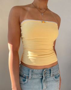 Buttercup tube top – Bit By Angie Yellow Tube Top, Tube Top Outfits, Yellow Clothes, Yellow Fits, Tube Tops, Italian Summer, Light Yellow, Cute Tops, Tube Top