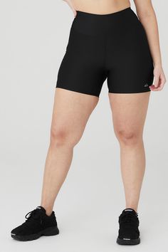 Found: The perfect pair of biker shorts. Designed with a high-rise, sweetheart seams in the back and a not-too-short, not-too-long 5-inch length. They’re done in our best-selling Airlift fabric and fit like a dream—sleek and sculpting with a comfortable amount of compression. Dress them up for dinner, dress them down to lounge… You know what to do. Alo Yoga Bottoms With Built-in Shorts, Alo Yoga Black Short Length Bottoms, Alo Yoga Black Shorts With Built-in Shorts, Alo Yoga Black Shorts, Alo Yoga Stretch Athletic Shorts For Workout, Black Athleisure Activewear Above Knee, Black Biker Shorts For Gym, Alo Yoga Athletic Workout Shorts, Alo Yoga Athletic Shorts For Workout