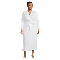 We love this lightweight mid-calf length robe for its versatility – slip it on after a bath, wear it around the house as an extra layer, or cozy up in it for a night of movies and popcorn. No matter how you choose to wear it, the belt and inner ties will ensure a secure fit. And the pockets? Ideal for hiding the remote. White Long-length Sleepwear For Loungewear, Cozy Relaxed-fit Robe For Daywear, Cozy Daywear Robe, Comfortable Long Sleeve Robe For Daywear, White Relaxed Fit Daywear Robe, White Wrap Robe For Daywear, Shipt Shopper, Lands End, Online Purchase