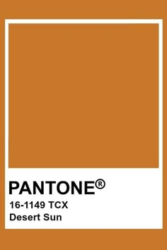 pantone's desert sun color is shown in an orange square with white border