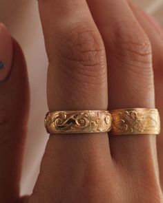 Victorian Yellow Gold Etched Rings, Victorian Etched Yellow Gold Rings, Gold Jewelry With Engraved Thick Band, Gold Engraved Thick Band Jewelry, Victorian 14k Gold Ring With Engraving Option, Victorian Gold Etched Engraved Ring, Victorian Gold Engraved Promise Ring, Victorian Gold Engraved Etched Ring, Gold Thick Band Jewelry For Promise