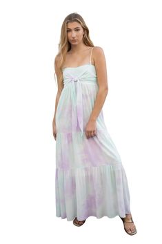 Gradient Flowy Maxi Dress 100% Rayon Spaghetti strapped layered maxi dress with tie-knot on bust Layered Maxi Dress, Flowy Maxi Dress, Dress With Tie, Tie Knots, Dress 100, Latest Fashion Trends, Spaghetti Strap, Knot, Spaghetti