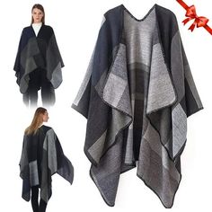 Bodychum Winter Scarf Shawls 59" x 51" Plaid Poncho Cape Blanket Shawls and Wraps for Women Features: [Reversible & Versatile] This winter poncho offers dual looks. It serves as scarf, shawl, cardigan, and more. Adapt to any occasion with its extended length and warmth. [Elegant & Cozy] Oversized open front design with elegant stitching. Wrap yourself in style and comfort. [One-Size Fits All] Generously sized at 59"x51". Conceal imperfections with flair. [Stylish Occasions] Ideal for casual outings, dates, holidays, and more. Perfect gift for loved ones. Specification: Material: 50% Polyester & 50% Acrylic Color: Black/ Khaki/ Purple Size : 59.1 51.2 inch Weight: 450g Laundry Guide: 1.Hand wash recommended, wash in cold water,the temperature of water should not exceed 30  2.Do Not Bleach,H Black Shawl For Fall, Black Shawl Wrap For Fall, Black Scarf For Fall, Black Shawl Poncho One Size, One Size Gray Shawl For Winter, Black Poncho With Scarf, One Size, Black Poncho With Scarf One Size, Black Shawl Wrap For Winter, Gray One-size Shawl For Winter