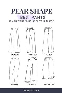 Best Pants for a Pear Body Shape: How To Dress a Pear Shape Petite Pear Shape Outfits, Pear Body Shape Fashion, Pear Body Shape Outfits, Pear Shaped Outfits, Outfits For Petite, Pear Shaped Women, Best Pants, Pear Body, Flattering Pants