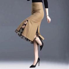 Ladies Spring Temperament Sexy Patchwork Net Yarn High Waist Hip wrap skirt Women Clothes Fashion Elegant Patchwork Skirt For Party, Elegant Patchwork Party Skirt, Elegant Fitted Patchwork Skirt, Elegant Spring Patchwork Skirt, Fitted Patchwork Midi Skirt, Khaki Skirt, Office Fashion Women, High Waist Skirt, Langer Rock