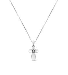 .925 Sterling Silver Prong- Set Diamond Accent Floral Cross 18" Pendant Necklace (I- J Color, I1-I2 Clarity) | .925 Sterling Silver Prong- Set Diamond Accent Floral Cross 18" Pendant Necklace (I- J Color, I1-I2 Clarity) | 1-800-Flowers Everyday Gift Delivery .925 Sterling Silver Prong - Set Diamond Accent Floral Cross 18" Pendant Neck Classic Necklaces With Shiny Finish For Anniversary, Classic Shiny Finish Necklace For Anniversary, Classic Necklace With Shiny Finish For Anniversary, Anniversary Necklace With Polished Cross Pendant, Classic Silver Necklace With Shiny Finish, Silver Necklace With Shiny Finish For Anniversary, Anniversary Silver Necklace With Shiny Finish, Classic Sterling Silver Necklace With Shiny Finish, Silver Sterling Silver Diamond Necklace With Cross Pendant