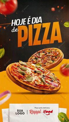 a pizza advertisement is shown on the side of a sign that says hoje da de pizza