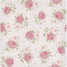 a pink flowered fabric with green leaves and flowers on the bottom half of it