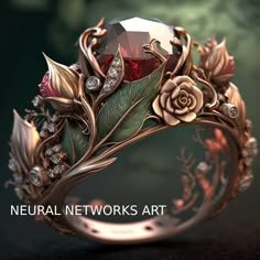 Generative Kunst, Fantasy Jewelry Magic, Bijoux Art Nouveau, Cute Engagement Rings, Neural Network, Magical Jewelry, Ringe Gold, Golden Ring, Engagement Cards