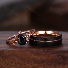 Here we have a Pear Cut Black Onyx Couples Ring Rose Gold Matching Ring Set His and Hers Wedding Band Promise Ring For Men For Women Natural Black Gemstone Rose Quartz Ring Set: https://www.etsy.com/listing/1734284819/vintage-rose-quartz-couples-ring-rose?click_key=ec447df21886dd603b198183e650bb253940f8c0%3A1734284819&click_sum=c5ffd074&ref=shop_home_active_8&pro=1&frs=1 ITEM DESCRIPTION ✦ Handmade, high-quality item! ✦ Material: Sterling Silver/Tungsten ►Sold as a two-piece set ►His ring is Ros Couple Wedding Rings Rose Gold, Black Gold Ring Women, Promise Ring For Men, Wedding Rings Sets His And Hers, Matching Ring Set, Couples Ring, Couples Ring Set, Couple Wedding Rings, Black Tungsten