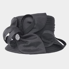 Style No : [424540] H20-Black Color : Black Crown Circumference : 23" Crown Height : 3.5" Brim Width : 2.75" 100% Polyester Bow Accented Flower Dressy Hat Elegant Black Cloche Hat For Summer, Fitted Cloche Hat For Evening In Spring, Spring Evening Fitted Cloche Hat, Summer Party Black Cloche Hat, Fitted Black Cloche Hat, Elegant Fitted Lined Hats, Fitted Black Cloche Hat For Church, Black Short Brim Cloche Hat For Spring, Black Cloche Hat For Evening In Spring