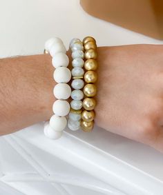 This bracelet is the perfect addition to any outfit! Bracelet, White, Color