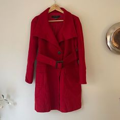 Zara Red Wool Trench Coat 100% Wool Size M Excellent Condition- No Flaws No Stains Wool Trench Coat, Zara Jackets, Red Wool, Trench Coats, Trench Coat, Jackets & Coats, Jackets For Women, Zara, Wool