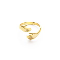 Embrace ring is made of gold plated brass and is adjustable to fit sizes 6-8 Adjustable Gold Brass Signet Ring, Adjustable Yellow Gold Brass Signet Ring, Gold-plated Promise Rings, Adjustable Yellow Gold Brass Ring, Adjustable Yellow Gold Bypass Ring, Adjustable Yellow Gold Open Bypass Ring, Adjustable Brass Signet Ring For Promise, Adjustable Yellow Gold Brass Stackable Rings, Adjustable Engraved Yellow Gold Open Ring