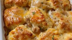 a casserole dish with meat and cheese