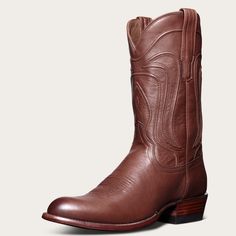 The Cartwright is a traditional cowboy boot, made from calfskin or goat, with an angled heel, signature toe stitching & hand-corded pattern on its shaft. | Tecovas Men's The Cartwright Cowboy Boots, Round Toe, 12" Shaft, Hazelnut, Cowhide, 1.5'' Heel, Size 8 EE