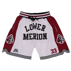 White Lower Merion Basketball Shorts Team-colored Basketball Shorts, Collegiate Style Basketball Shorts, White Breathable Gym Bottoms, White Breathable Bottoms For Gym, Collegiate White Bottoms For Sports Events, White Breathable Sports Bottoms, Sporty White Breathable Bottoms, Breathable White Sportswear Shorts, Collegiate Summer Bottoms For Sports Events