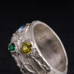 This "Waikiki" silver ring is handmade in Fine Silver (99.9% pure silver). This unique piece is entirely molded by hand, using the silver clay technique. It is finished with three colorful CZ Zirconias. The style of this ring is inspired by the luxurious beauty of the islands of Hawaii. CZ Zirconias: one topaz, one emerald and one peridot Zirconia Ring size: 8.5 (This is a unique creation. Only one size available. I cannot adjust the ring size.) What is Fine Silver? Fine Silver, also called Prec Silver Clay, Zirconia Rings, Fine Silver Jewelry, Precious Metal Clay, Jewelry Workshop, Jewelry Techniques, Metal Clay, Traditional Jewelry, Silver Pieces