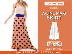 a woman wearing a skirt with polka dots on it and the text, free sewing pattern