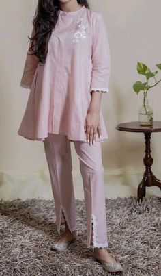 Short Kurti Coord Set, Long Coordset, Short Frock With Pants, Frock Pant Design, Pakistani Short Kurta With Pants, Short Cotton Kurti Designs Summer, Casual Maxi Dresses, Dresses For Ladies, Short Kurta