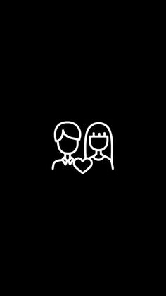 a drawing of two people in love on a black background