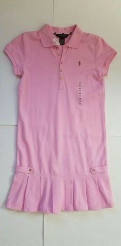 NWT Polo Ralph Lauren GIRLS  CARMAL PINK DRESS XL(16)  SIZE:XL(16) Guaranteed 100% Authentic Merchandise purchased in the United States 98% Cotton/2%ELASTANE     * Armpit to Armpit:17"     *  Length Back:32.25"       (bottom of collar to hem)                                                                       Return We accept returns, if for any reason you are not satisfied with your purchase, please let us know and we'll be happy to help you. Item must be in the same condition, unworn, unwash Preppy Pink Dress For Spring, Preppy Pink Spring Dress, Pink Cotton School Dress, Pink Cotton Dress For School, Preppy Pink School Dress, Fitted Pink Dress For School, Preppy Pink Summer Dress, Pink Preppy Cotton Dress, Casual Cotton Ralph Lauren Dresses