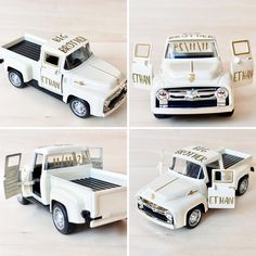 four different views of a toy truck