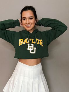 Custom Vintage Baylor University Cropped Hooded Sweatshirt Baylor Shirt, Baylor University, Teen Outfits, Womens Sweatshirts, Crop Hoodie, Outfit Goals, Cropped Hoodie, Outfits For Teens, Dog Clothes