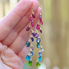 Multi Gemstone Earrings Rainbow Earrings Colorful Earrings Multi Sapphire Earrings Rainbow Gemstone Earrings Colorful Linear Long Earrings (24997 - 5) Multicolor Gemstone Accent Fusion Earrings, Multicolor Teardrop Earrings With Gemstone Accents, Multicolor Gemstone Drop Earrings, Elegant Multicolor Gemstone Chandelier Earrings, Vibrant Rainbow Drop Earrings, Colorful Vibrant Drop Earrings, Multicolor Dangle Earrings With Gemstone Accents, Multicolor Gemstone Accented Drop Earrings, Multicolor Dangle Gemstones With Accents