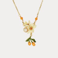 Orange Blossom Dress, Unique Jewelry Gold, Orange Necklace Jewelry, Orange Pearl Necklace, Necklace Gift Ideas, Mermaid Pendant Necklace, Orange Accessories, Orange Jewelry, Orange Necklace