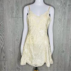 Vintage White And Gold Label Victoria Secret Lace Teddy Night Gown Size Small Lace Slip Dress For Night In Spring, Spring Lace Slip Dress For Night, Cream Lace Sleepwear, Cream Lace Sleepwear For Bedtime, Elegant Lace Nightgown For Spring, Victoria's Secret Lace Loungewear Dress, Victoria's Secret Lace Dress For Loungewear, Fitted White Victoria's Secret Dresses, Fitted White Dress By Victoria's Secret