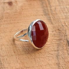 Natural red onyx ring Sterling Silver ring cocktail ring | Etsy Red Oval Rings With Natural Stones, Red Carnelian Wedding Rings, Red Sterling Silver Ring With Natural Stones, Red Sterling Silver Rings With Natural Stones, Red Oval Moonstone Ring, Red Oval Moonstone Ring For Gift, Oval Red Moonstone Ring Gift, Red Carnelian Ring As A Gift, Elegant Red Rings With Natural Stones