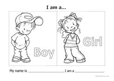 i am a girl and boy worksheet