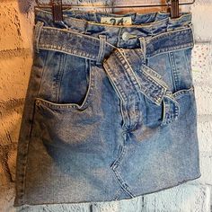 Size 24 Tie Belt Two Front Pockets Fringe Hem Nwt Measurements: Length 16”, Waist 12” Casual Blue Mini Skirt With Belt Loops, Casual Blue Denim Skirt With Belt Loops, Casual Blue Skirt With Belt Loops, East Of Eden, Free People Skirt, Denim Mini, Denim Mini Skirt, Tie Belt, Eden